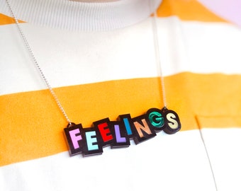 WORDY Laser Cut Necklace - Colourful Acrylic Lettering Necklace - Bespoke Rainbow Laser Cut Necklace