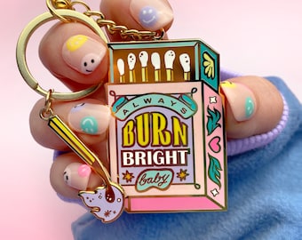 Burn Bright Matchbox Keychain - Mental health Keyring Purse Charm - Lockdown Gift