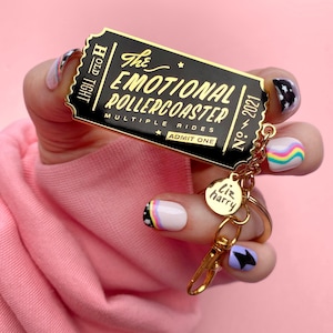 Emotional Rollercoaster Ticket Keychain - Mental health Pin Keyring Purse Charm - Lockdown Gift