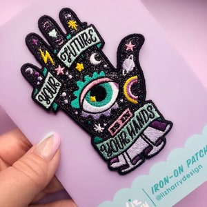 Your Future Is In Your Hands Embroidered Iron On Patch - Palm Reader Patch - Mental health Patch - Halloween Patch - Fortune Teller Patch