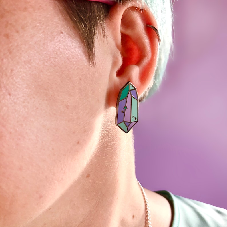 Pastel Crystal Earrings Dark Crystal Hard Enamel Earrings Kawaii Earrings Mis Match Earring Set Crystal Earrings