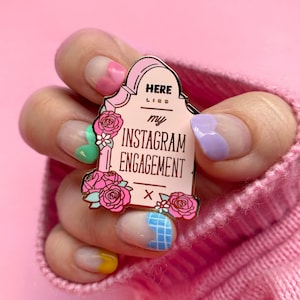 Insta engagement Gravestone Pin - Here Lies Pin - Small Biz Social Media Pin - Marketeers Halloween Pin