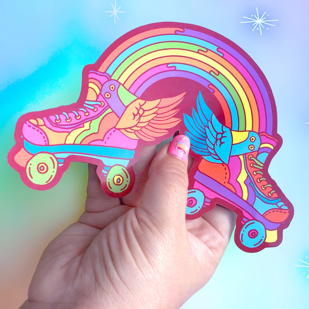 Rainbow Roller Skate Sticker Roller Derby Sticker XL Etsy