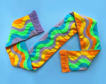 Wavy Baby Knitted Vegan Scarf - Unisex Acrylic Wool Adult Scarf - Quirky Alternative Scarf