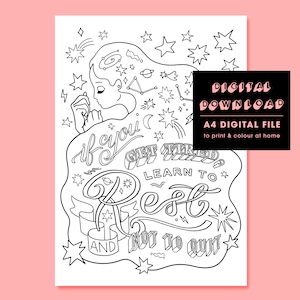 Learn to Rest & Not Quit Digital Colouring In A4 Sheet - Print At Home Colouring Page - Download And Print