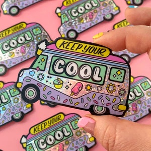 Adesivo in vinile con glitter olografico per furgone dei gelati - Adesivo decalcomania Keep It Cool