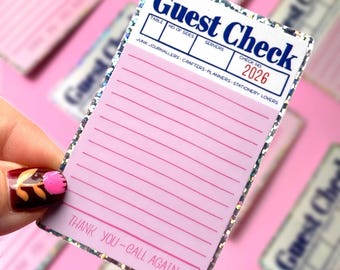 Holographic Glitter Guest Check Sticker - Junk Journal Vinyl Waterproof Sticker