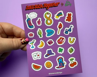 A6 Las Vegas Lucky Charm Junk Journal Sticker Sheet  – Mini Vinyl Decal Stickers