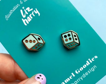 Lucky Dice Lapel Pin Set - Lucky Charm Mini Filler Enamel Pin Pair