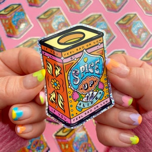 Spice Up Ya Life Spice Tin Adesivo olografico glitterato - Adesivo in vinile per latta di spezie vintage
