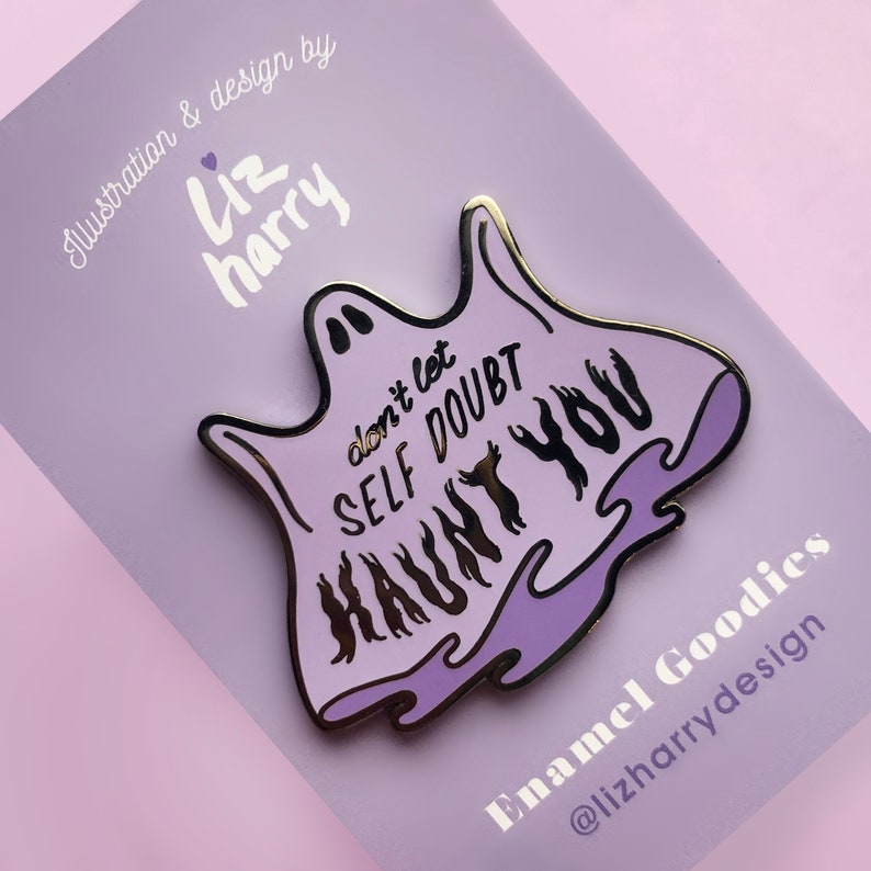 Don't Let Self Doubt Haunt You Enamel Pin Ghost Enamel Pin Magical Pin Halloween Pin Haunted Mansion Pin confidence gift image 8