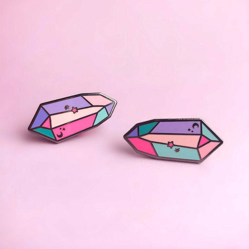 Pastel Crystal Earrings Dark Crystal Hard Enamel Earrings Kawaii Earrings Mis Match Earring Set Crystal Earrings