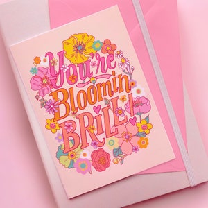 ¡Estás radiante! Tarjeta floral con letras para el Día de la Madre