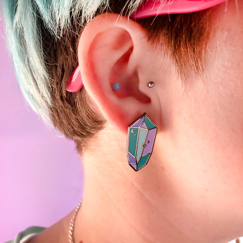Pastel Crystal Earrings Dark Crystal Hard Enamel Earrings Kawaii Earrings Mis Match Earring Set Crystal Earrings