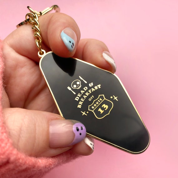 Purgatory Palace Motel Keychain - Halloween Keyring - Pastel Purse
