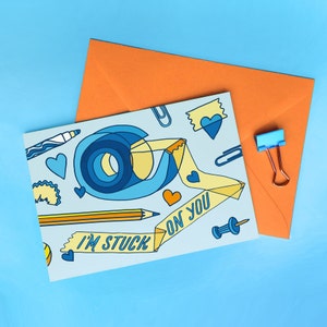 I'm Stuck On You Valentines Stationery Thema Liebe Wortspiel Karte