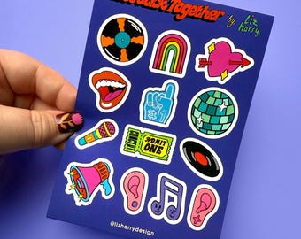 A6 Music Concert Junk Journal Sticker Sheet  – Mini Vinyl Decal Stickers