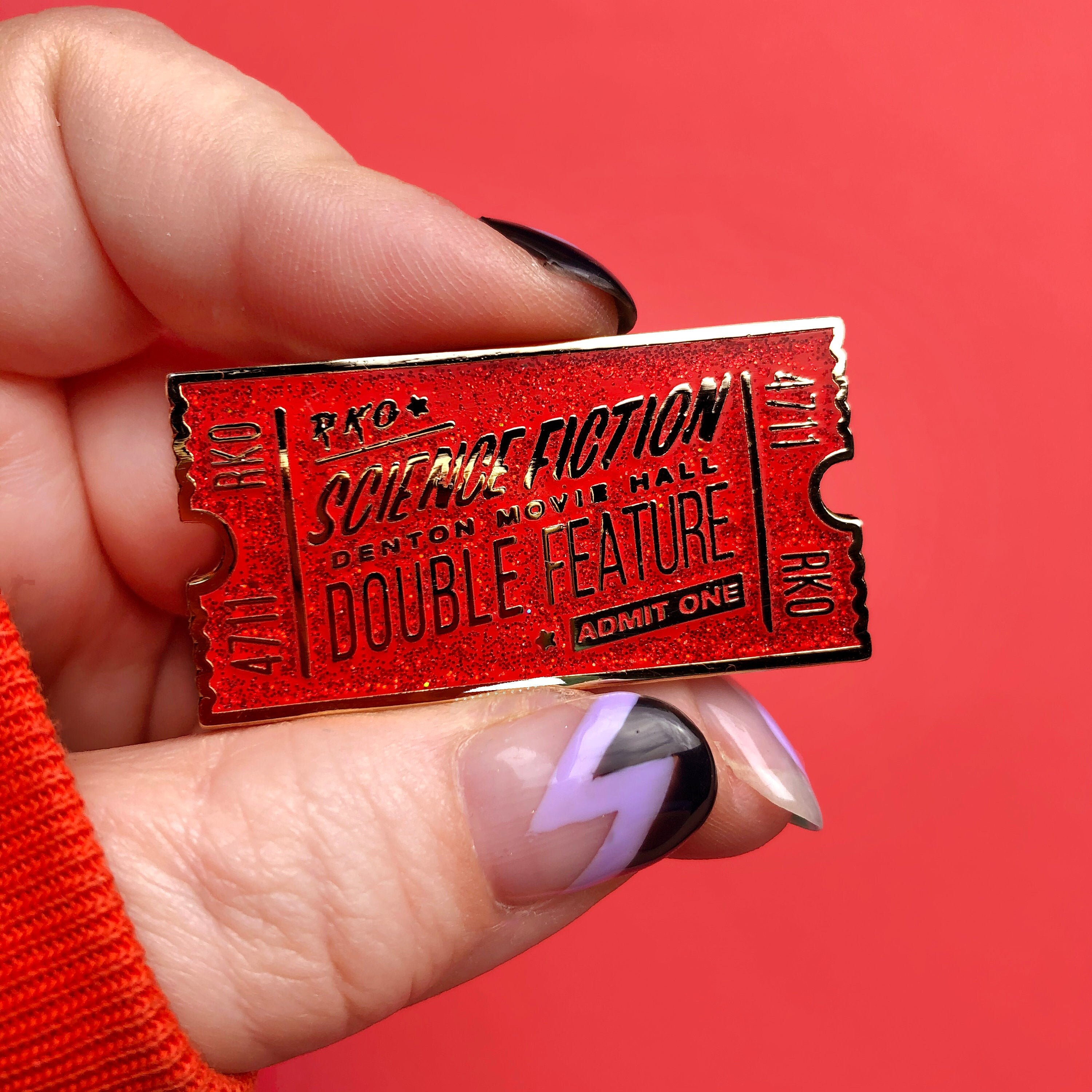 ROCKY HORROR Pin - Red Glitter Ticket Pin - Enamel Pin - Glitter Pin …