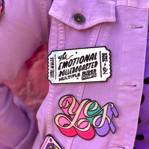 Emotional Rollercoaster Holographic Ticket Patch, Holographic Embroidered Iron-On Patch Isolation Patch Covid Patch image 5