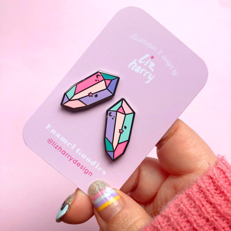 Pastel Crystal Earrings Dark Crystal Hard Enamel Earrings Kawaii Earrings Mis Match Earring Set Crystal Earrings