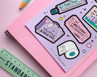 Isolation Vacation Sticker Sheet - Vinyl sticker sheet - Durable vinyl laptop stickers - Mental Health Notebook Stickers - Planner Stickers