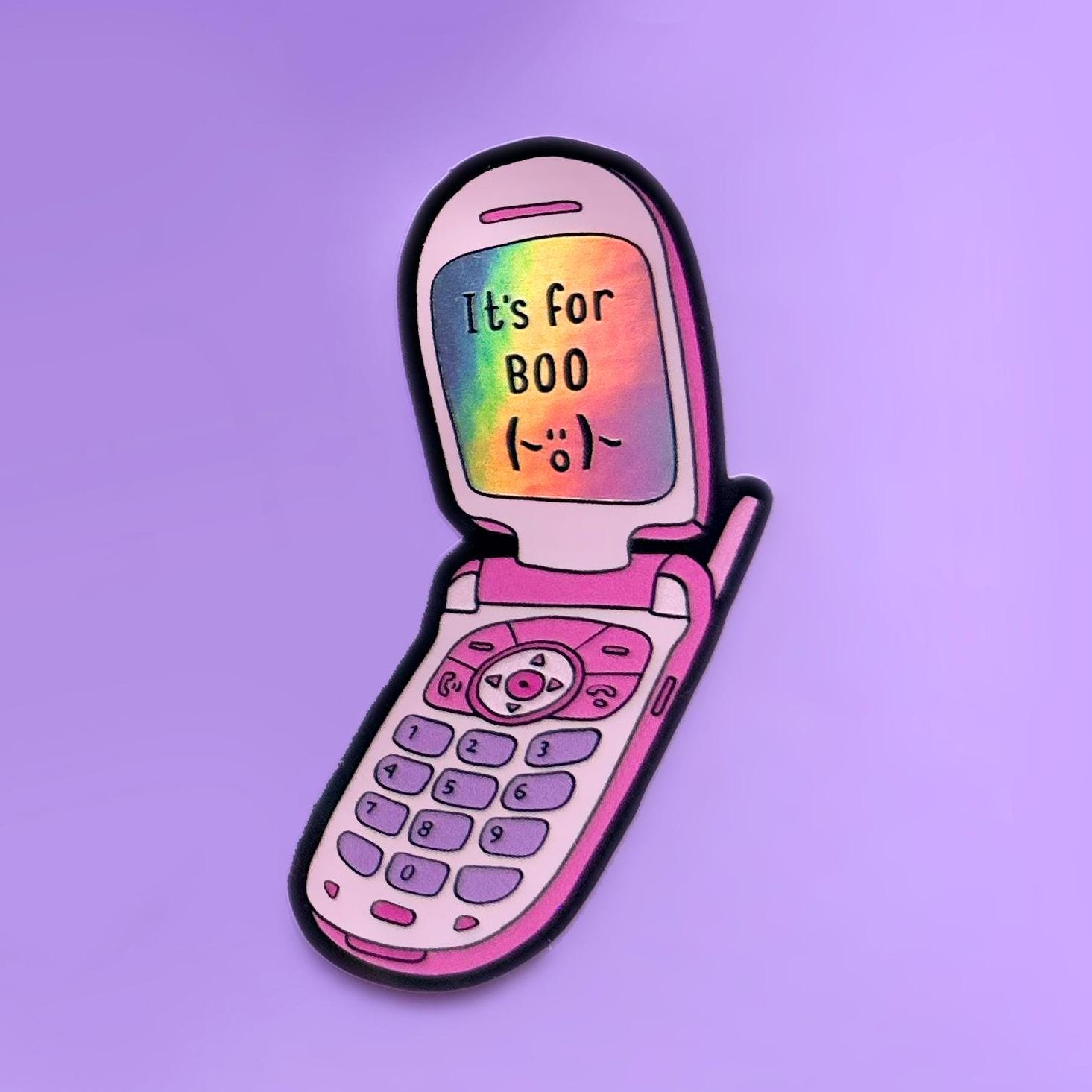 Holographic IT’S FOR BOO Y2K Flip Phone Waterproof Sticker - Spooky Text Mobile Sticker - Holographic Halloween Mobile Vinyl Sticker