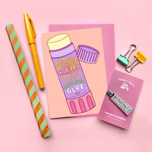 PEGÁNDOSE CONTIGO Tarjeta temática de papelería de San Valentín