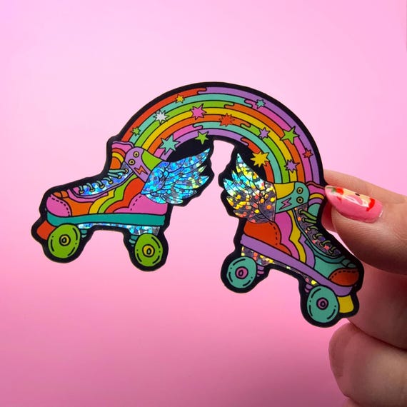 Holographic Glitter Roller Boot Sticker - Roller Derby Sticker - Journal Sticker