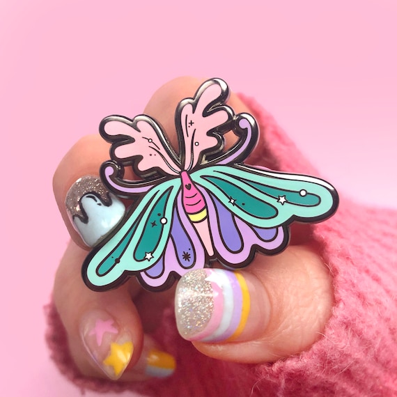 Moth Enamel Pin - Pastel Moth Enamel Pin - Magical Pin - Halloween Pin - Insect Pin - Magical Creature Pin