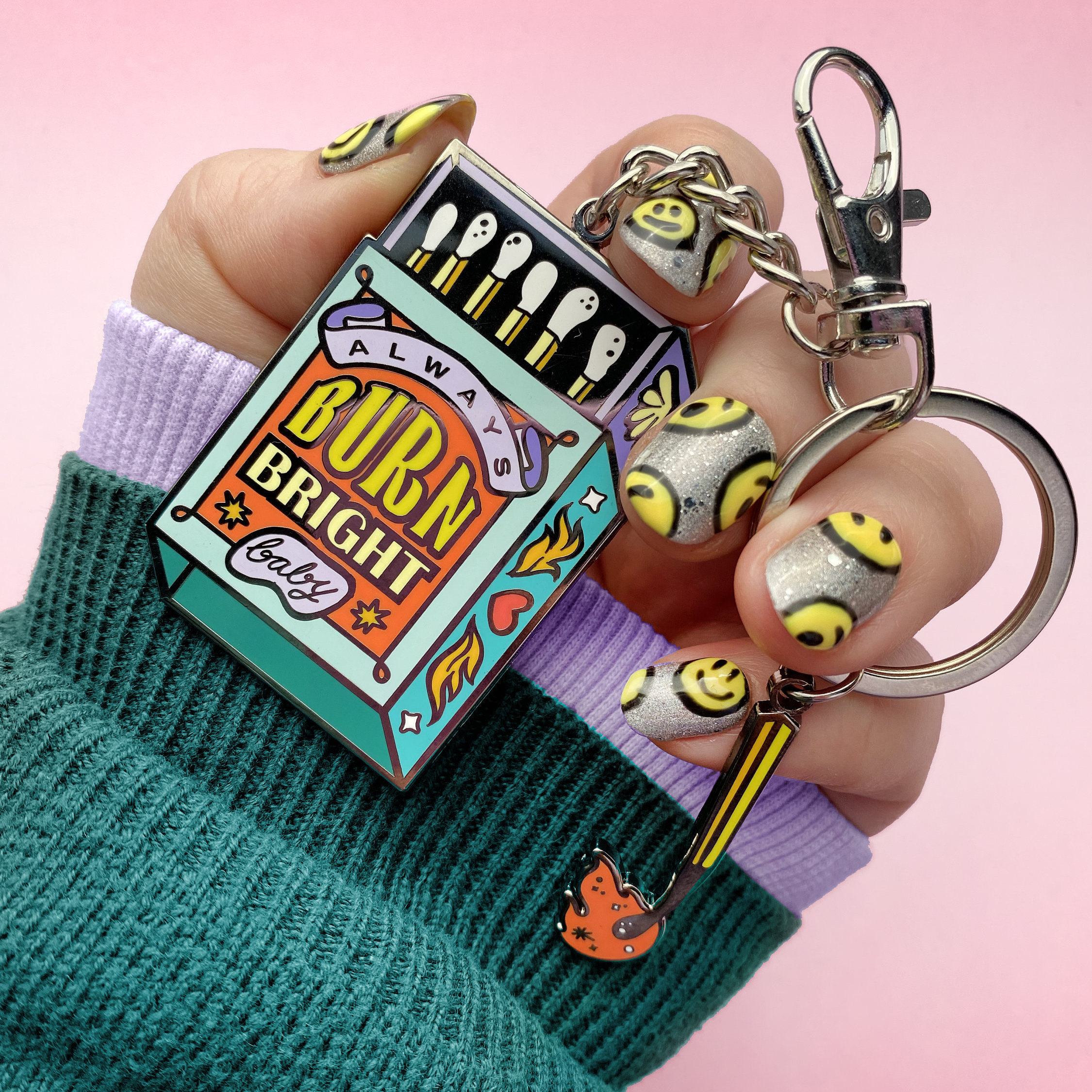 Burn Bright Matchbox Keychain - Mental Health Keyring Purse Charm