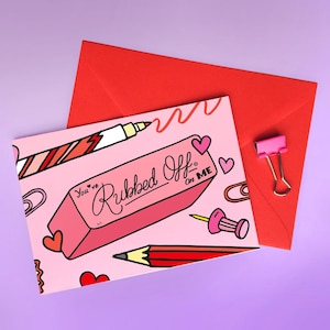 You Rubbed On Me Valentines Stationery temática Love Pun Card
