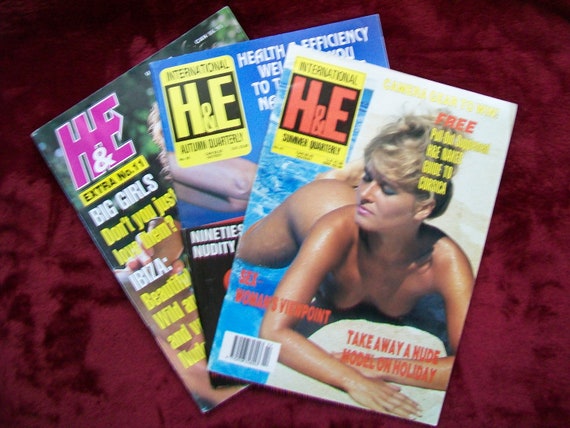 Mature Lot of 3 INT'L H & E Quarterly and Extra 1990's Vintage Nudist  Magazines