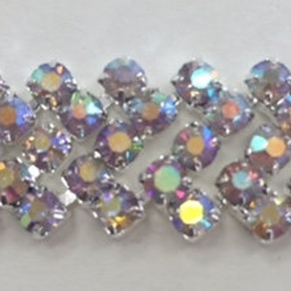 3 COLORS: Silver, AB, and Rose Gold, High Quality Rhinestone Chain, Glass Crystals Trim, Rhinestone Trim, 5/8 Inch Wide,