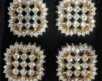 Rhinestone Crystal Buttons | Bridal & Wedding Dress Embellishments, Floral Bouquet, Hat and Shoes - 10 pcs (Size: 25 MM/ 1 IN - BTN-226)