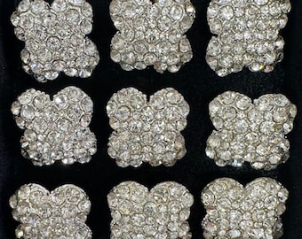Rhinestone Crystal Buttons | Bridal & Wedding Dress Embellishments, Floral Bouquet, Hat and Shoes - 10 pcs (Size: 15.5 MM/0.61 IN - BTN-205)