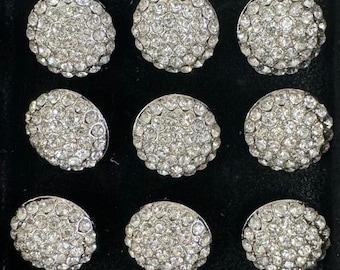 Rhinestone Crystal Buttons | Bridal & Wedding Dress Embellishments, Floral Bouquet, Hat and Shoes - 10 pcs (Size: 27 MM/1.1 IN - BTN-202)