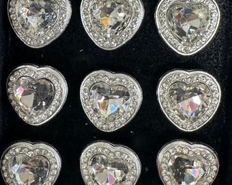 Rhinestone Crystal Buttons | Bridal & Wedding Dress Embellishments, Floral Bouquet, Hat and Shoes - 10 pcs (Size: 15.5 MM/0.61 IN - BTN-210)