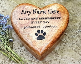 Memorial Heart Shaped Mango Wooden Pet Urns Large Medium Small Sized Cremation Urn Ashes Box Dog Urn Cat Urn Pet Casket Personalized