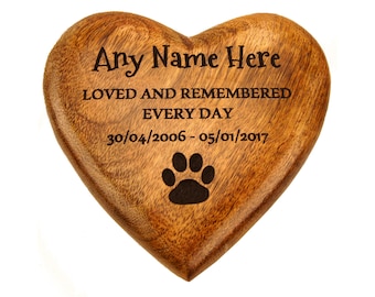 Personalised Heart Pet Urn • Engraved Mango Wood Ashes Memorial Keepsake