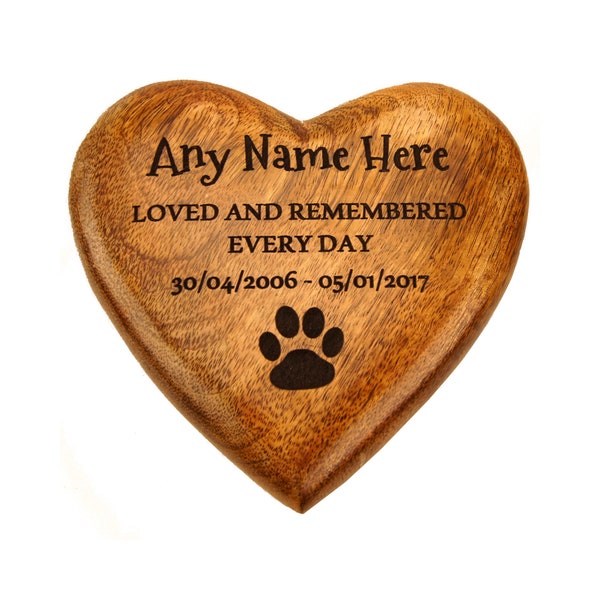 Heart Shaped Mango Wooden Pet Urn Cremation Urn Ashes Box Dog Urn Cat Urn Pet Casket Personalized - Large Medium Small Sizes Available