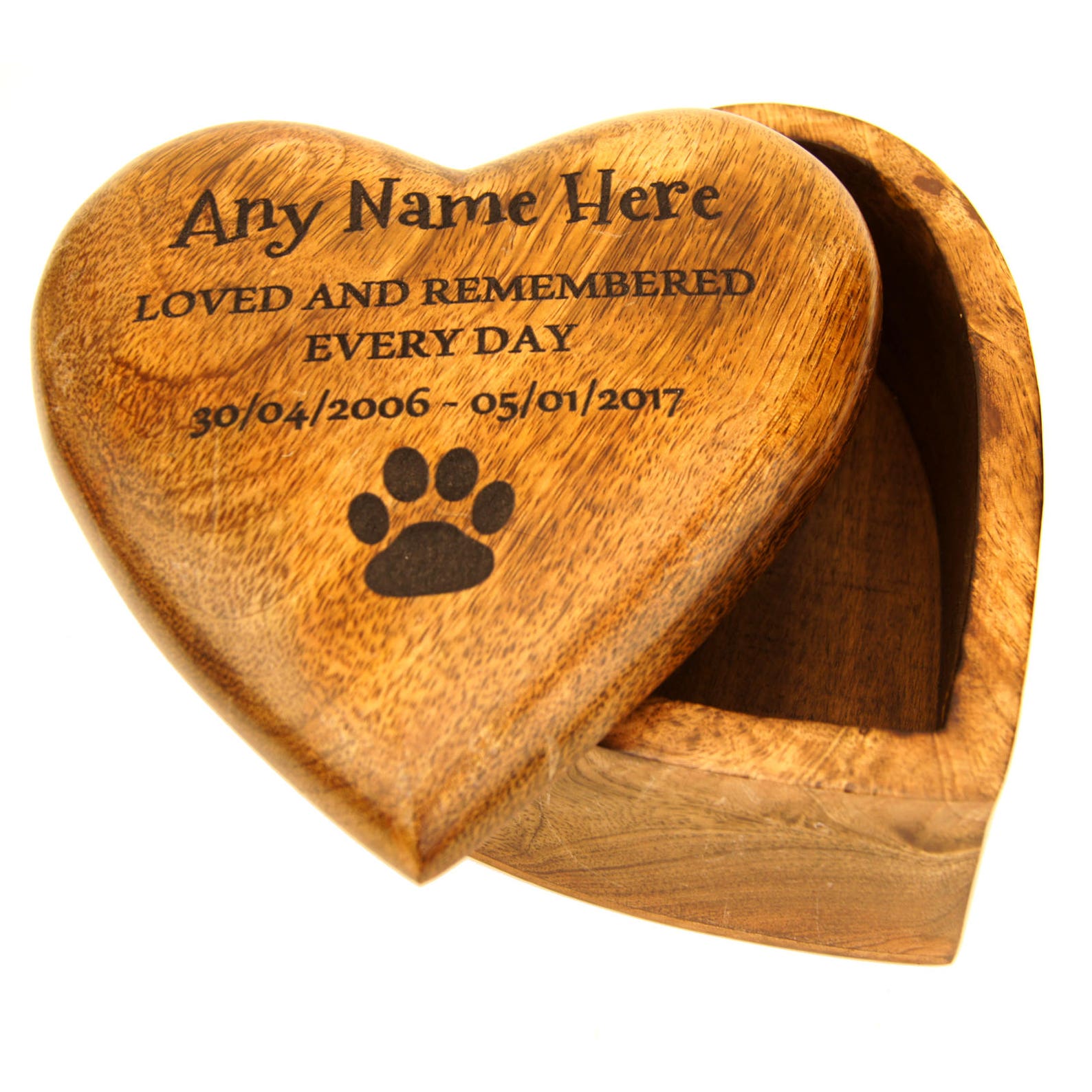 Heart Shaped Mango Wooden Pet Urn Cremation Urn Ashes Box Dog Etsy UK