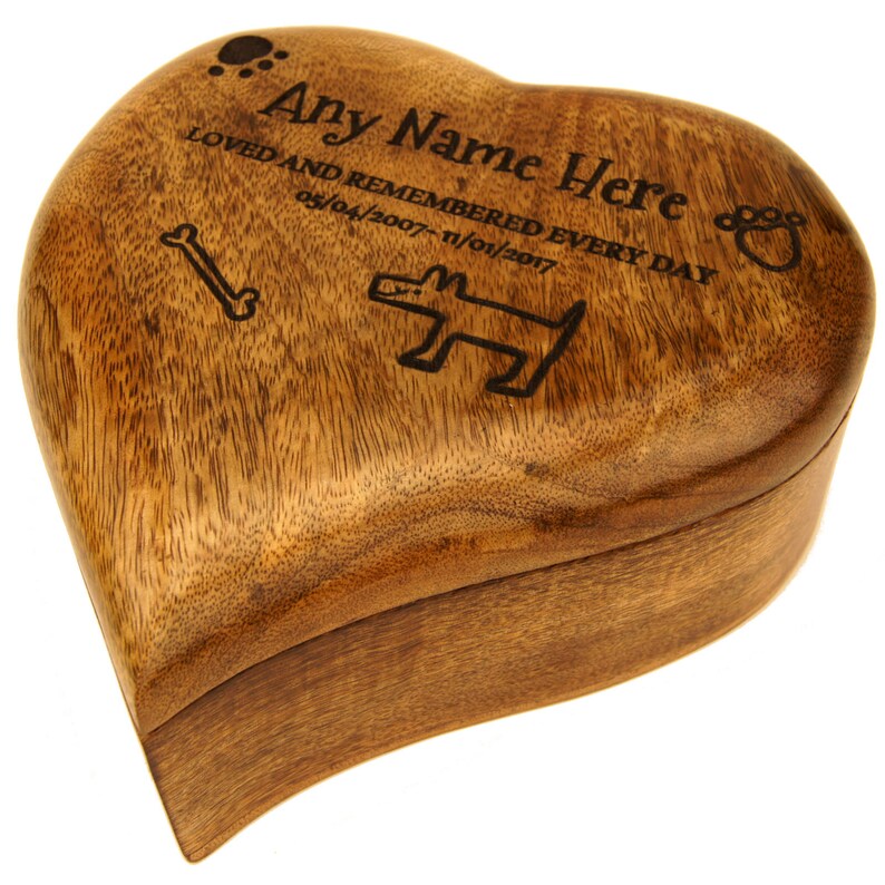 Heart Shaped Wood Pet Dog Urn Ashes Box Casket With Etsy