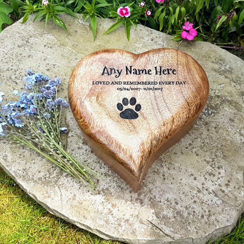 Heart Shaped Wood Pet Dog Urn Ashes Box Casket With Etsy