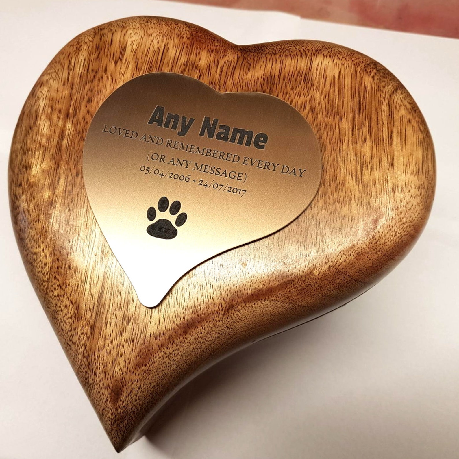 Heart Shaped Wooden Urn Pet Dog Ashes Box Casket With Etsy