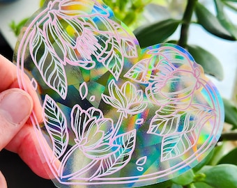Sweet Heart Flowers Window Sun Catcher Sticker / Rainbow Maker