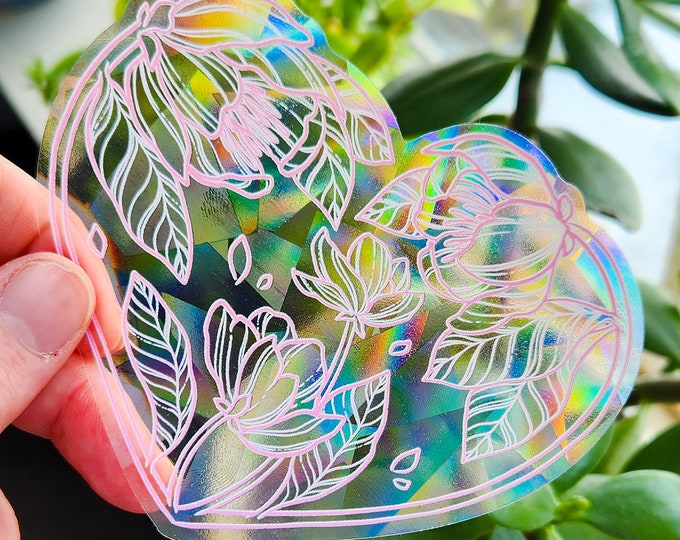 Sweet Heart Flowers Window Sun Catcher Sticker / Rainbow Maker