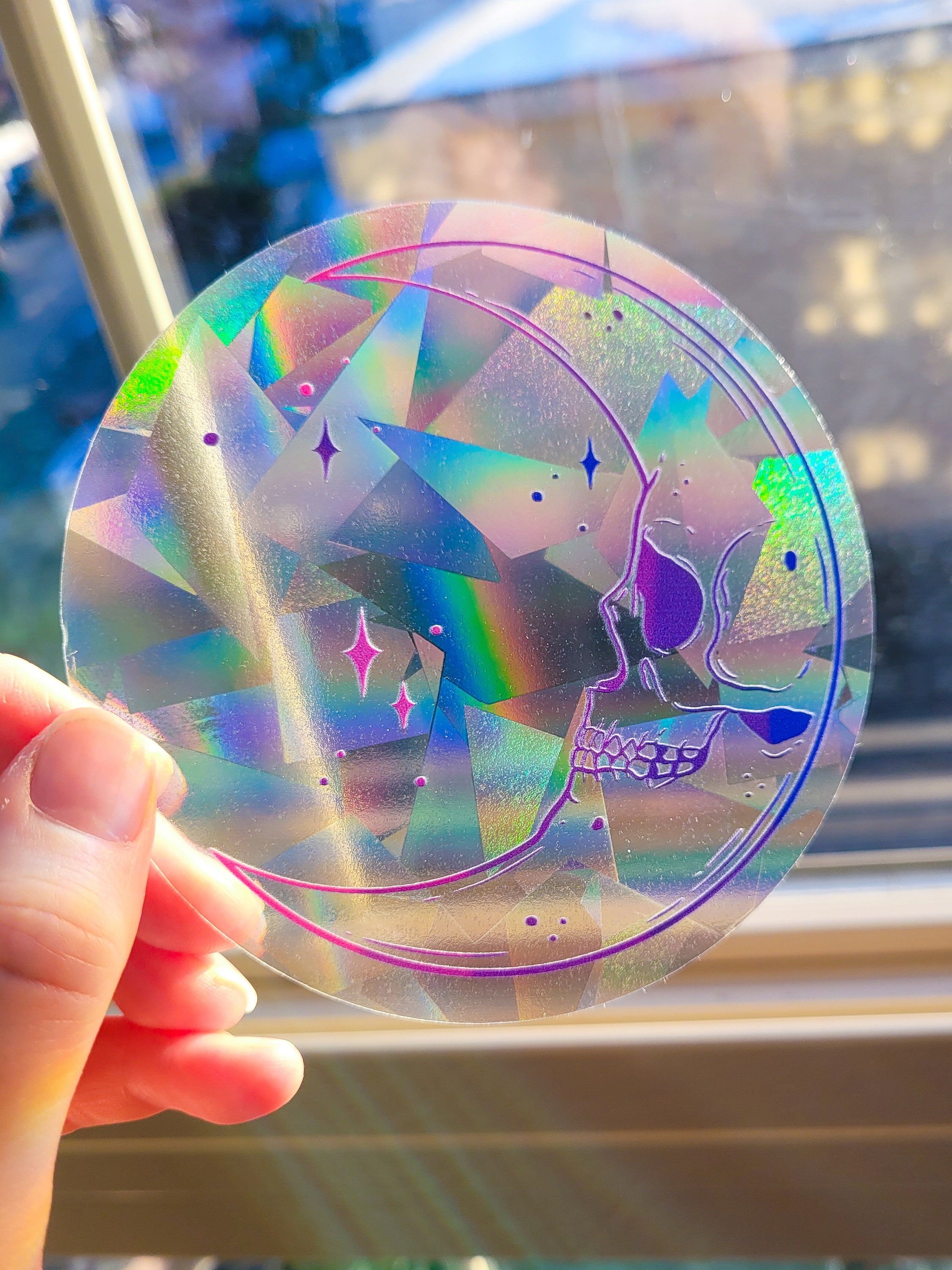 Skull in the Moon Celestial Window Sun Catcher Sticker / Rainbow Maker ...