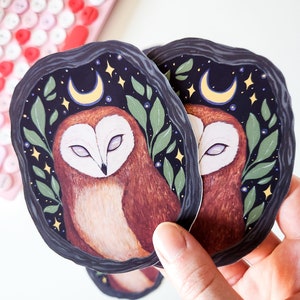 Ethereal Hoot Céleste Hibou Vinyle Autocollant / Décalque