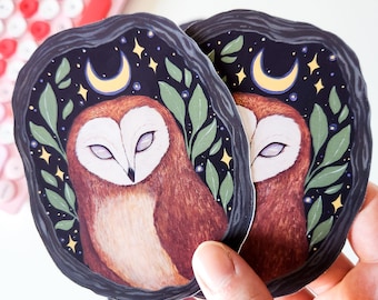 Ethereal Hoot Celestial Eule Vinyl Sticker / Aufkleber