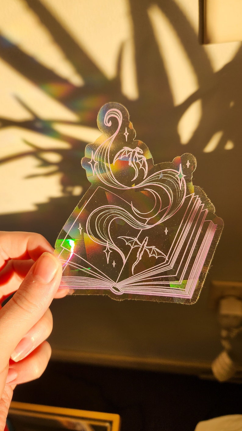 Fantasy Bookish Dragon Wyvern Window Sun Catcher Sticker / Rainbow Maker image 1